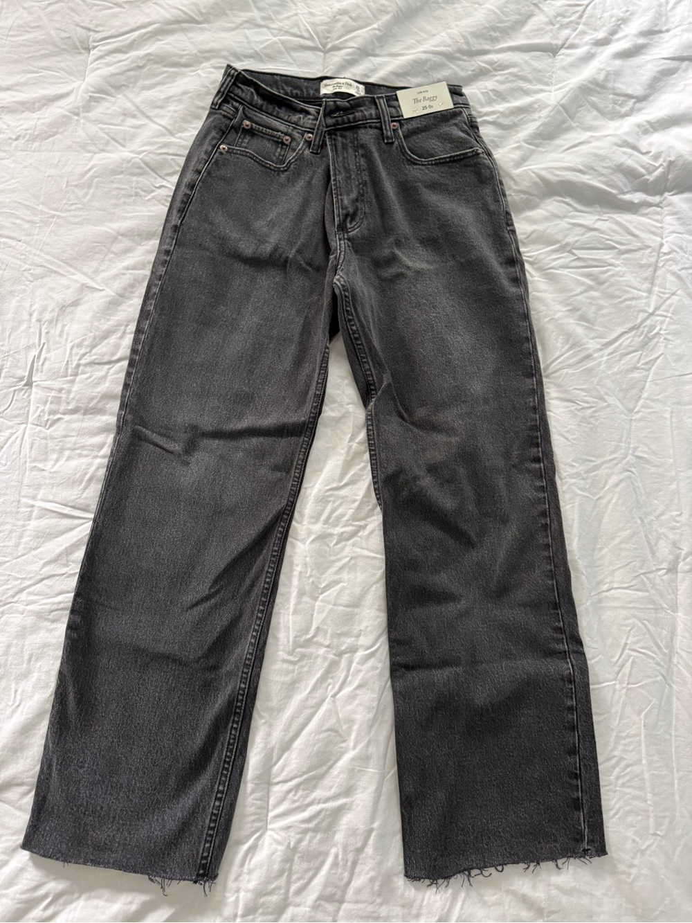NWT Abercrombie & Fitch Low Rise Washed Black Baggy Jeans 25 Short